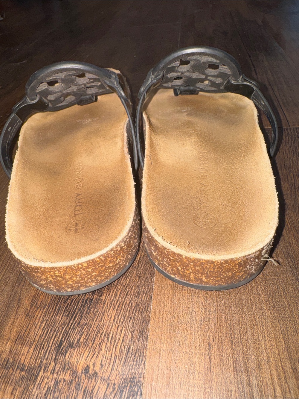 Tory Burch Miller Cloud sandals feature a black patent leather - Picture 11 of 14
